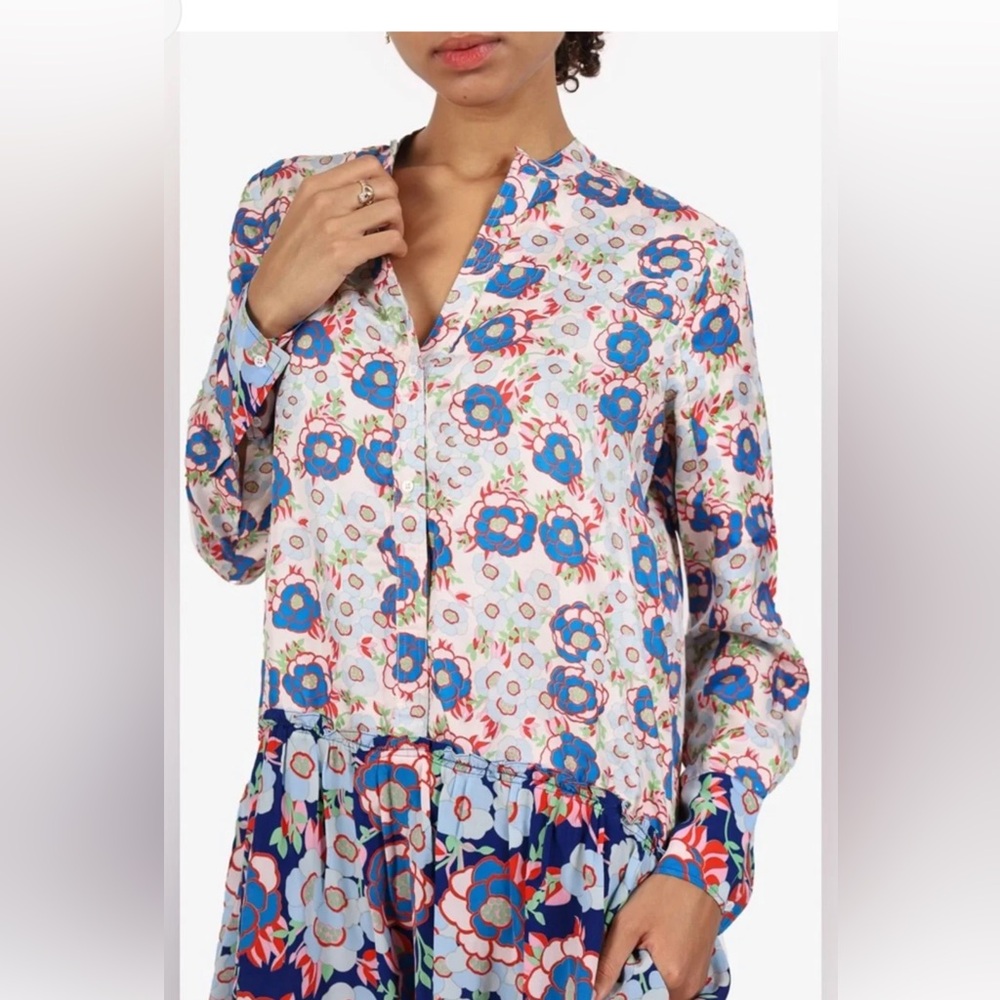 NEW! SANDRO Kimberly Floral Silk Midi Dress SZ 36 - Picture 2 of 14